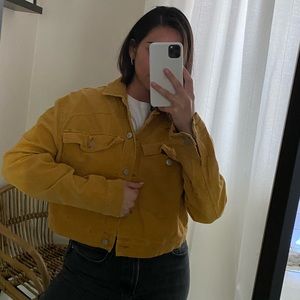 Mustard corduroy crop jacket